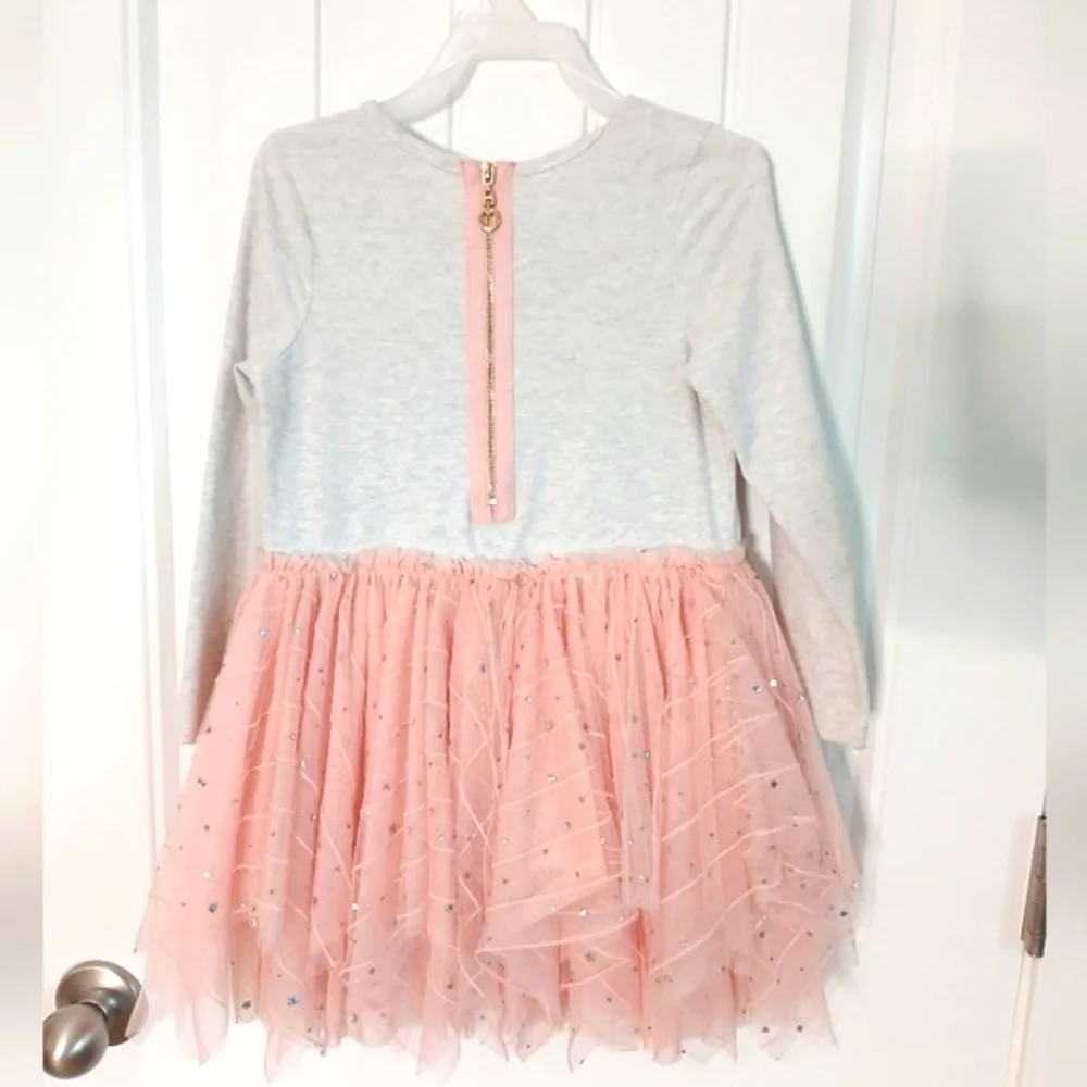 Girls' Pink Tulle Dress with Graphic Top